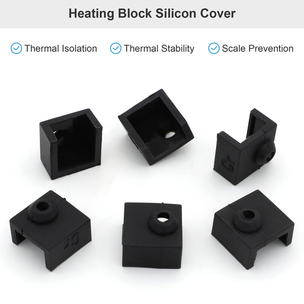 3D Printer Hotend Silicone Sock, 6 PCS Heater Block Silicone Cover for Creality Ender 3/3 Pro/3 V2, Ender 5/5 Plus/ 5 Pro, CR 10 Series, MK7/ 8/9 3D Printer Hotend KITANIS