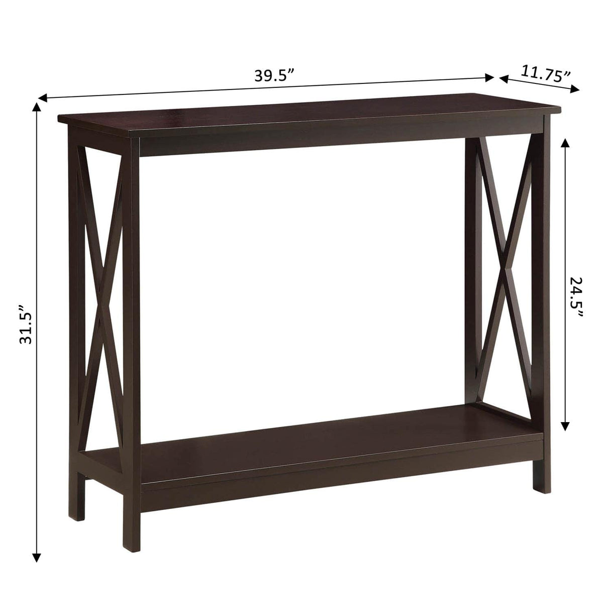 Convenience Concepts Oxford Console Table with Shelf, Espresso Convenience Concepts