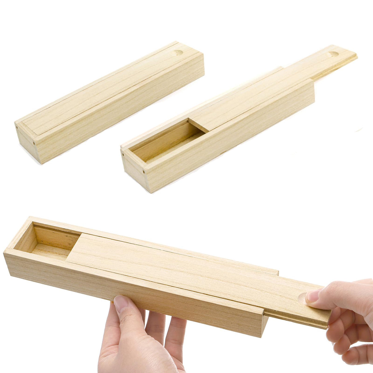 yarlung 16 Pack Unfinished Wood Box with Sliding Lid, Small Narrow Pencil Box Rectangular Keepsake Case Small Gift Boxes for Art Hobbies, DIY Craft, Jewelry Necklace Storage yarlung