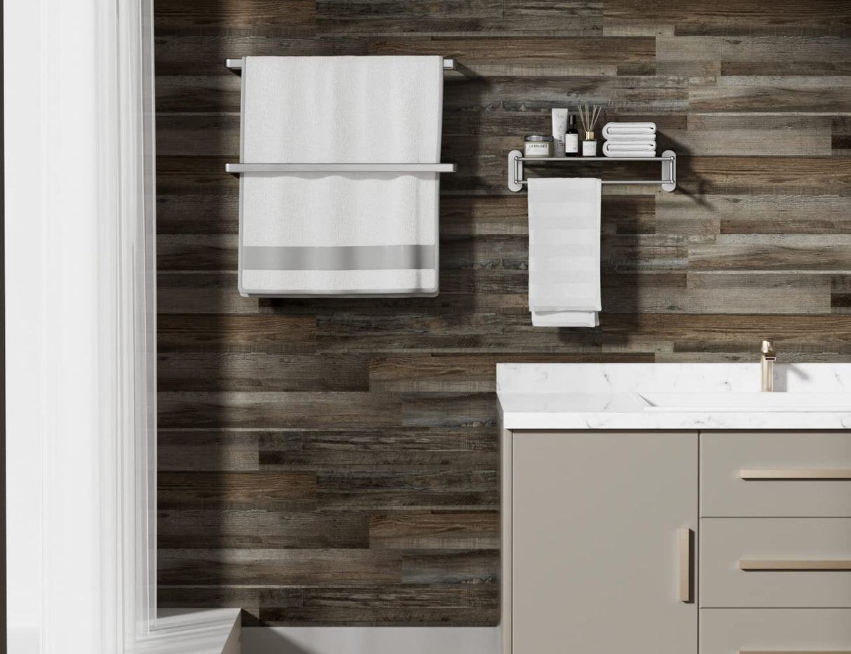 SINGULARWOOD Vinyl Wall Planks,Self-Adhesive Vinyl Panels for Walls,Peel and Stick Easy Installation (12 pcs/18 Sq Ft/Box),Driftwood-Light Grey SINGULARWOOD