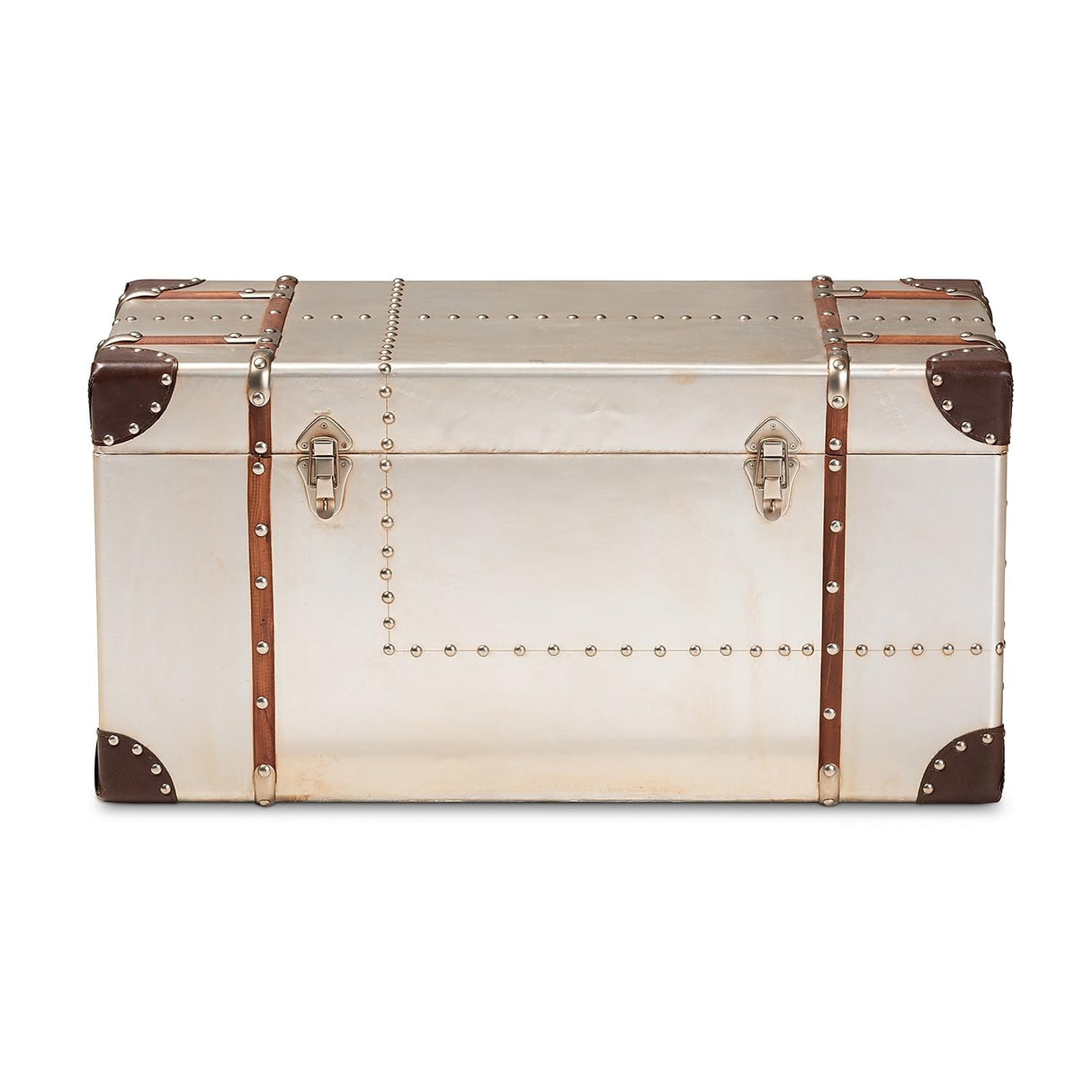Baxton Studio Bechet Storage Trunk, Silver Baxton Studio