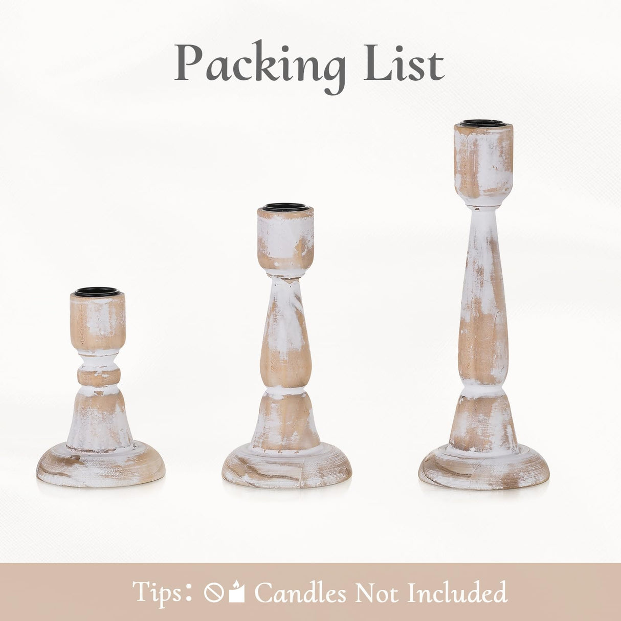 Inweder Wood Taper Candle Holders: 3Pcs Rustic Candle Holders for Candlesticks Wood Candle Holder for Home Decor Wooden Candlestick Holders for Fireplace Farmhouse Candle Holders Table Centerpiece Inweder