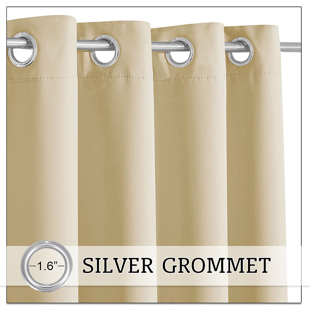 RYB HOME Outdoor Curtains for Patio - Blackout Waterproof Outside Curtains for Porch Pavilion Gazebo Weatherproof Wind Resistant, 1 Panel, 52 inches Wide x 84 inches Long, Biscotti Beige RYB HOME