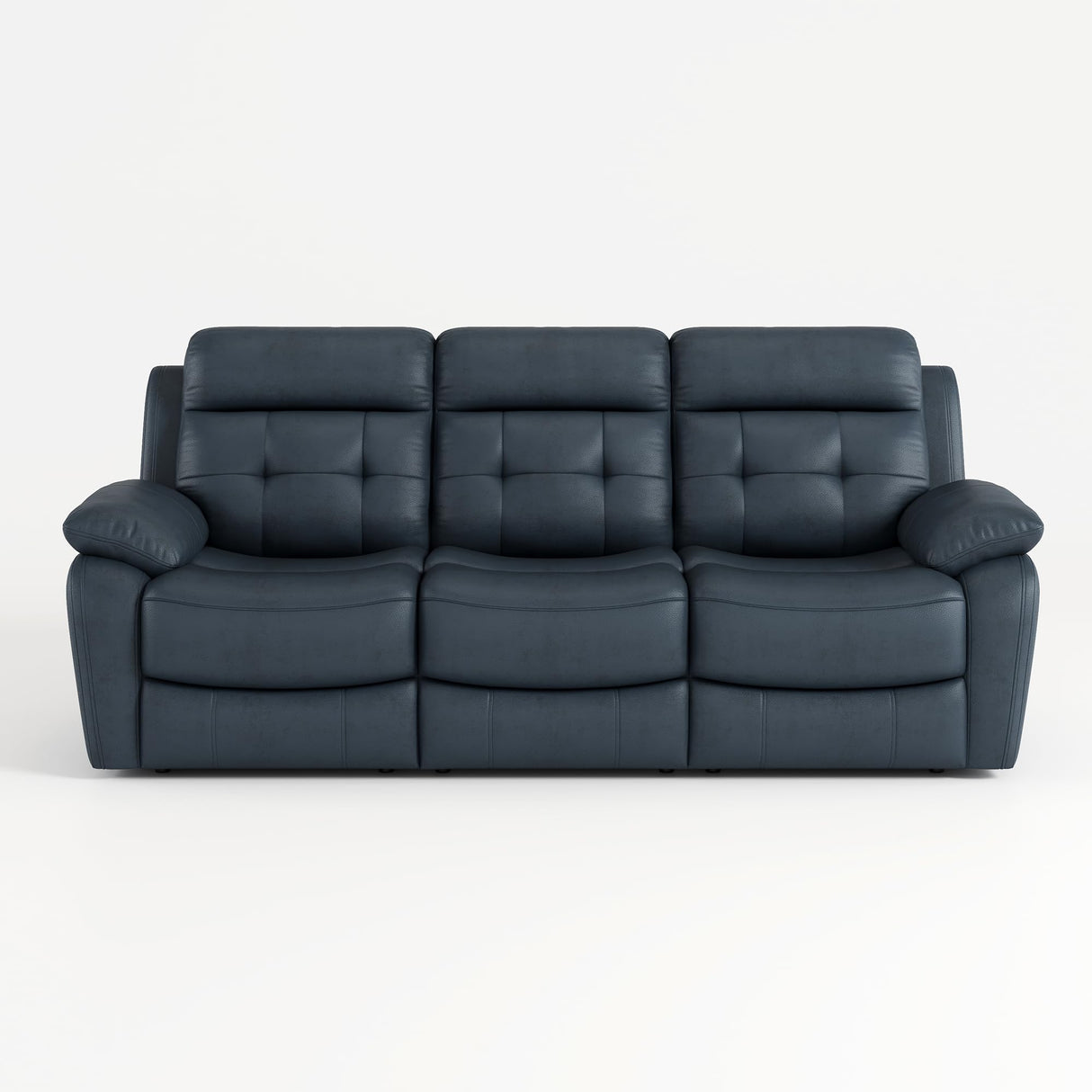 Familymill Genuine Leather Manual Reclining Sofa Couch with Drop Down Table, Stainless Steel Cupholders, and Magazine Bag for Living Room Home Theater Office Familymill