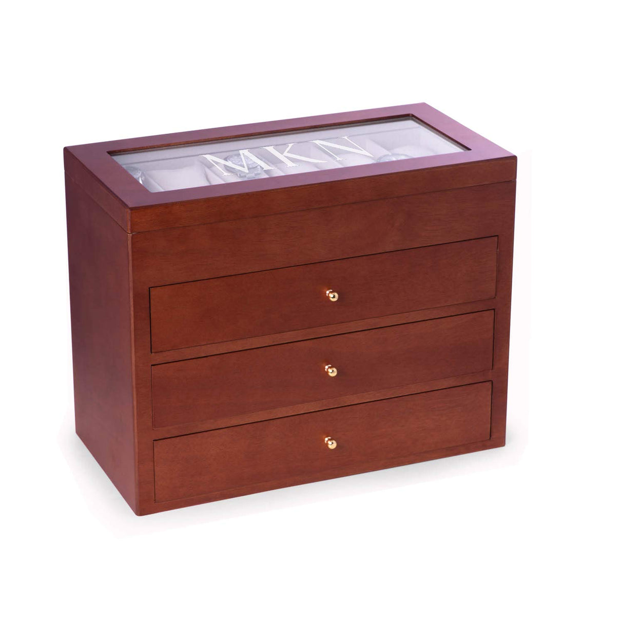 Bey-Berk Custom Personalized Watch Box Organizer - 48 Slot Luxury Solid Wood Designer Display, Large Watch Slots (Brown) Bey-Berk