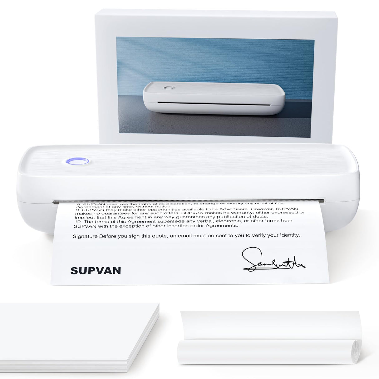 SUPVAN T200M Portable Printer Wireless for Travel, Bluetooth Inkless Printer with 300 DPI, Prints 400 Pages per Charge, Supports 8.5" X 11" US Letter, Compatible with iPhone, Android & Laptop SUPVAN
