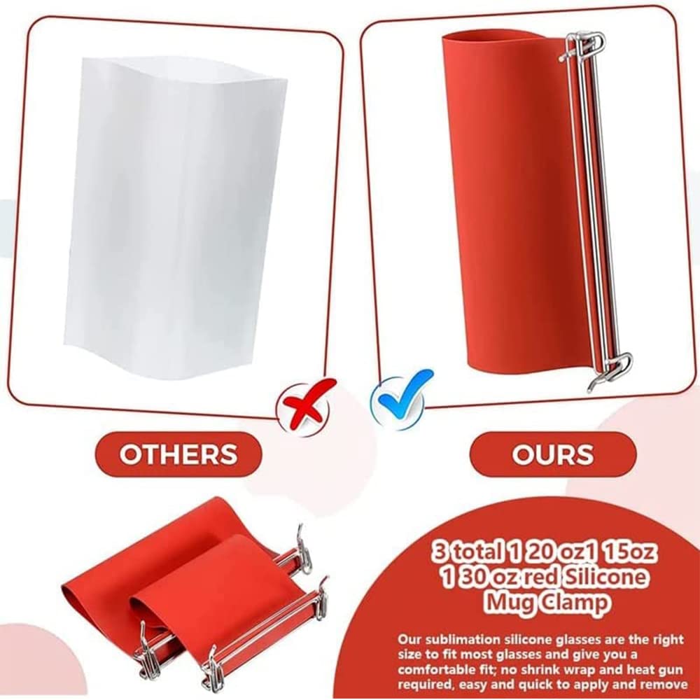 Silicone Sublimation Wrap for Seamless Sublimation Tumblers 20oz Silicone Wrap Mug Clamp 3D Wrap for Blanks Cup with Gloves, Transfer Tape for Sublimation Tumbler Heat Press Generic