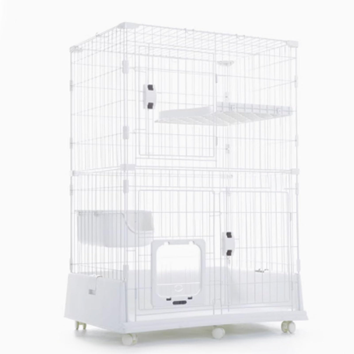 GUQASDV Cat Cages Indoor, Cat Crate, Catio Indoor Cat Enclosure on Wheels, Cat Playpen with Top Cover with Anti-Collision Lock Quick Assembly for Rabbits, Small Animals(White,101x66x126cm) GUQASDV