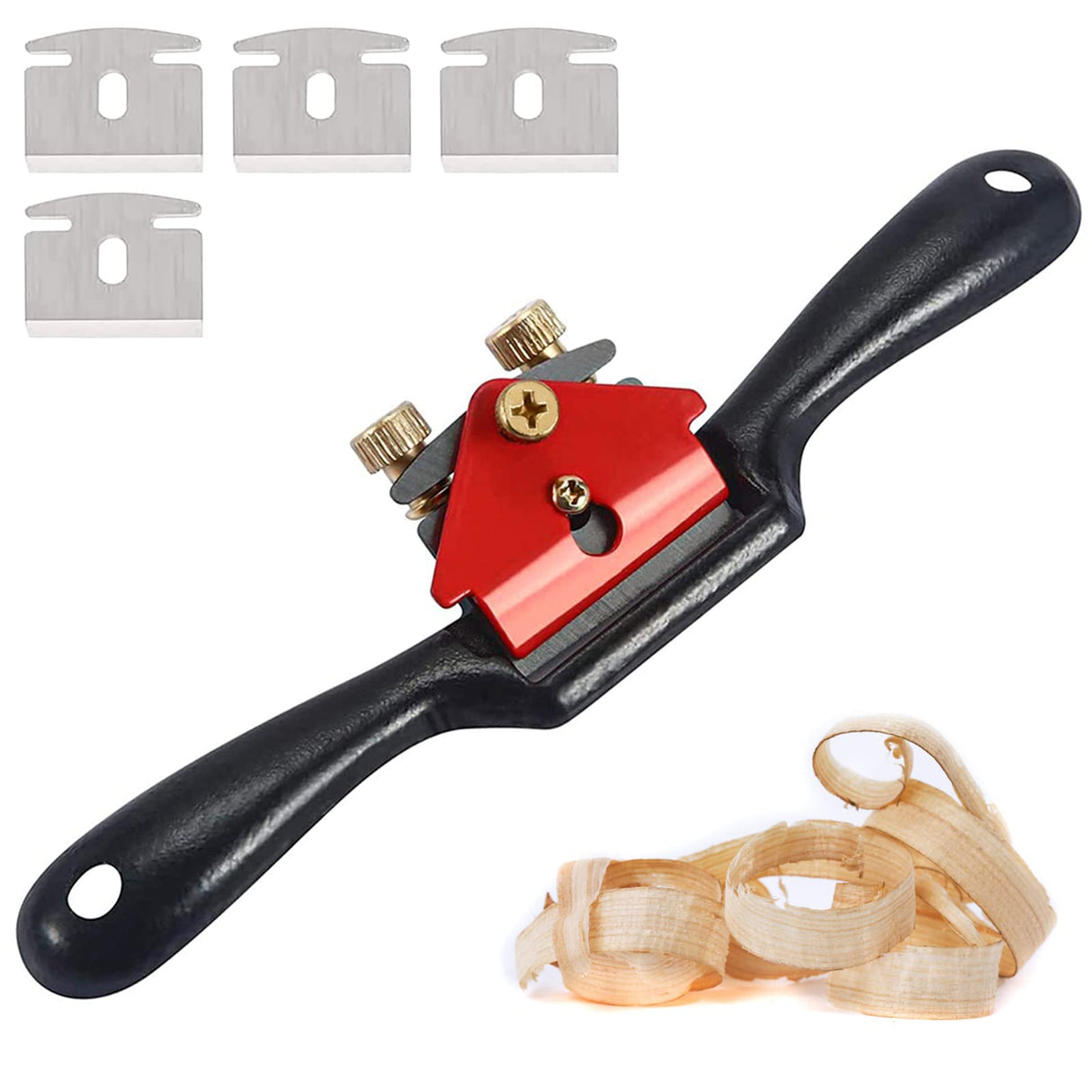 JJYHEHOT 9'' Adjustable SpokeShave with 4 Blades, Home Woodworking Hand Planes, Portable Smoothing Planes Tool for Wood Craft, Wood Craver, Wood Working JJYHEHOT
