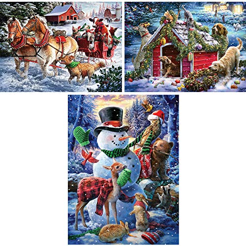 Bits and Pieces Set of 3 Jigsaw Puzzles 1000 Pieces - Winter Scenes Set Bits and Pieces