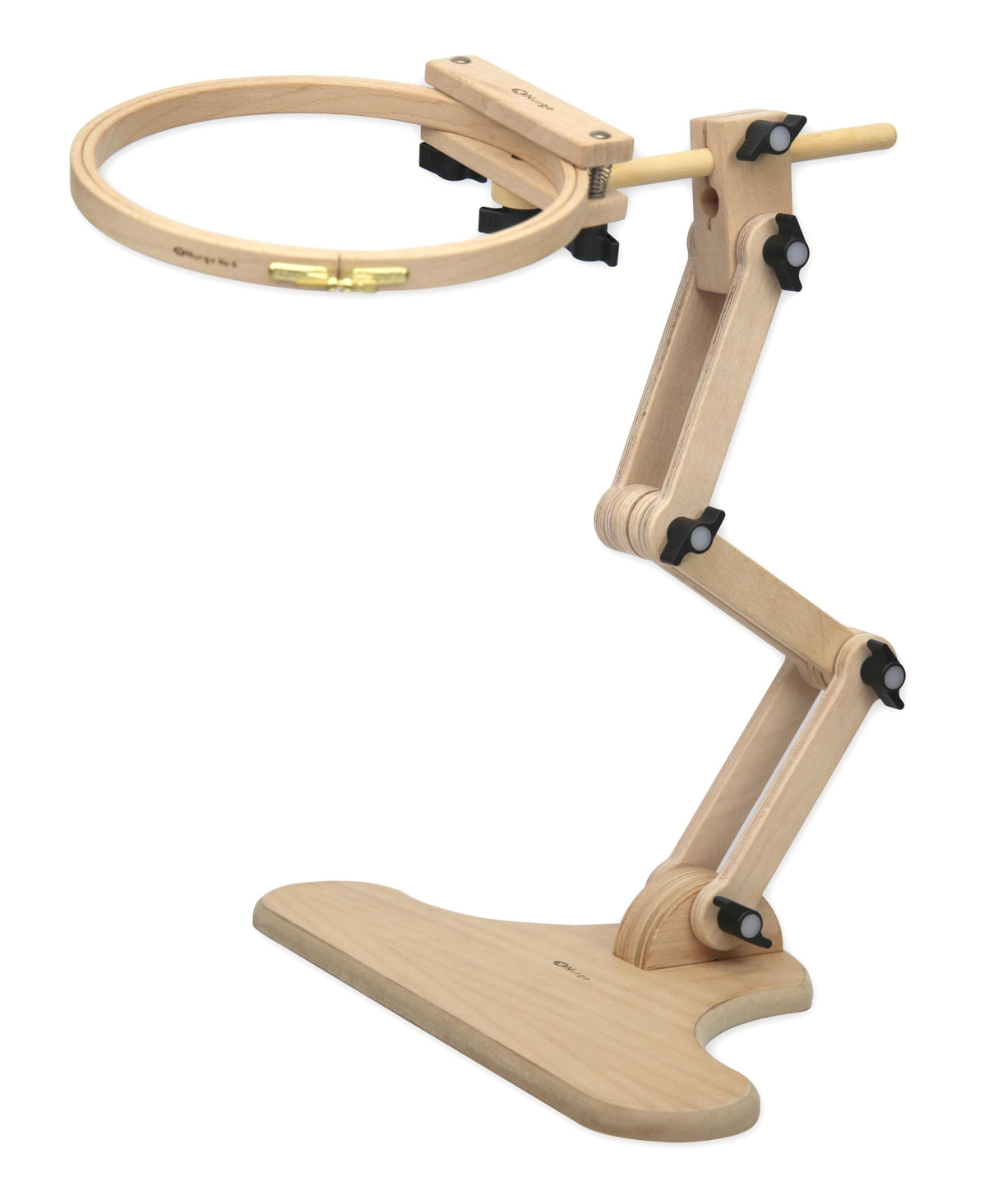 Adjustable Embroidery Table Stand with Swivel Holder, Cross Stitch Hoop Stand, Embroidery Hoop Holder. Hand Polished Natural Wood Nurge
