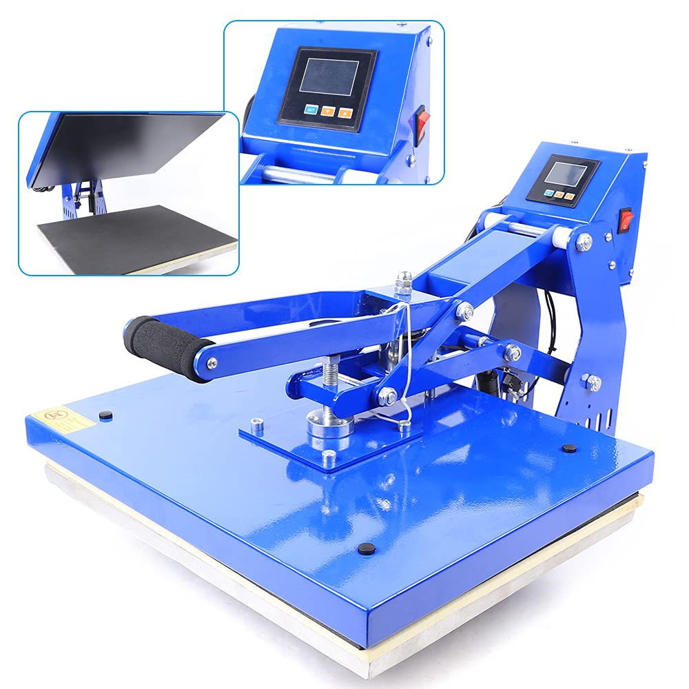 16"x20" Heat Press Machine 5-in-1 Digital Sublimation, Magnetic Semi-Auto Vertical Transfer Press for T-Shirts, Mugs, Hats, Caps & Plates | Blue YIYIBYUS