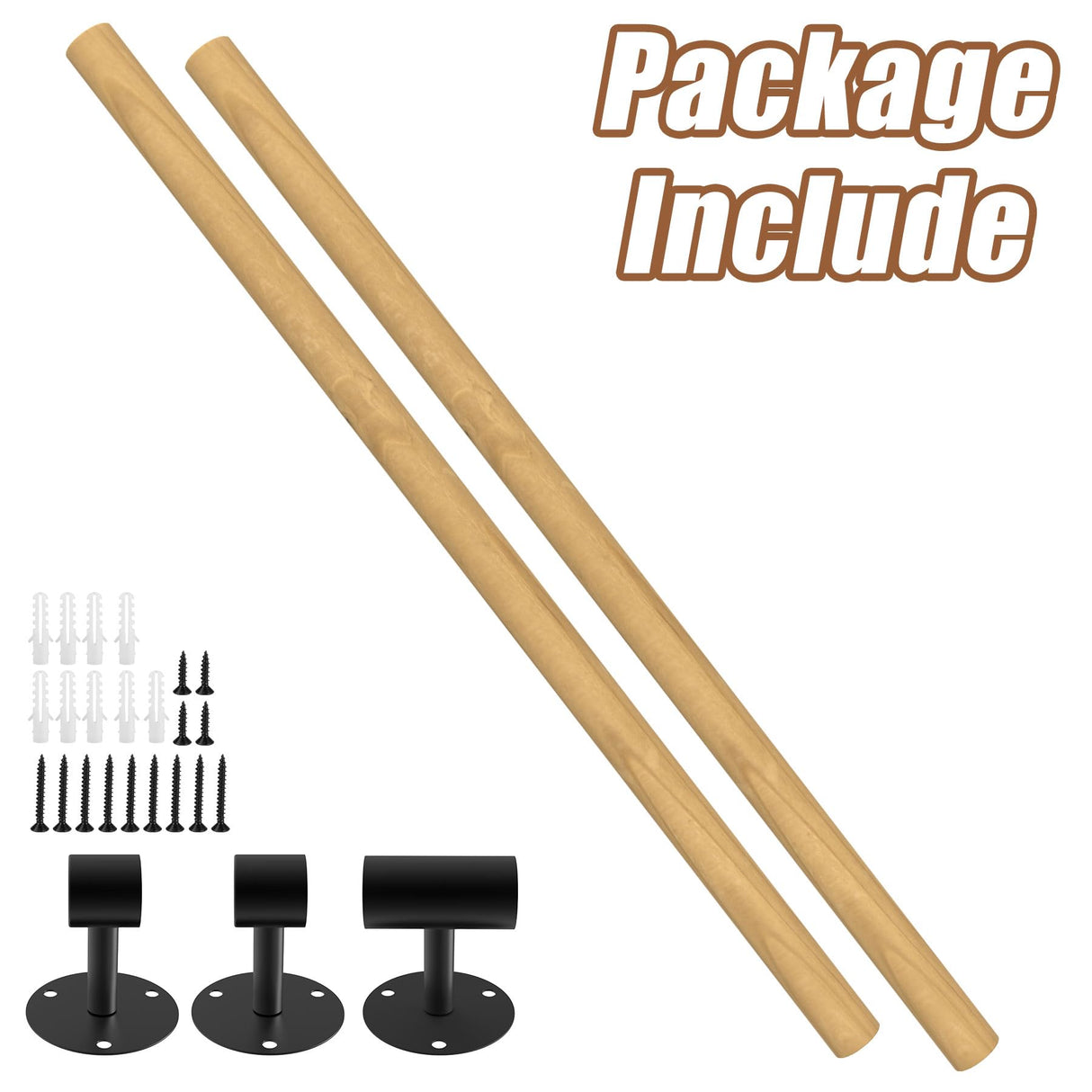 5FT Round Wooden Handrail for Indoor Staircase Handrail,Wall Mount Support Stair Railings, Non-Slip Safety Corridor,Lofts,Patio,Guardrail Wood Hand Railings for Elderly,Children,Disable People KWDOBUUS