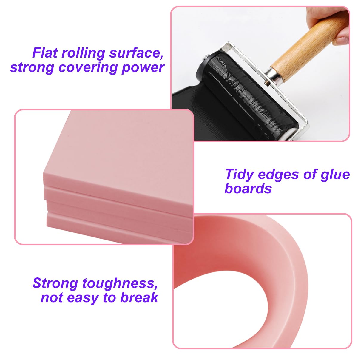 4 Pcs Rubber Carving Linoleum Blocks Rubber Block Stamp Carving Blocks with Brayer Cutter Tools for Printmaking, Printing and Stamp Soft Rubber More Crafts PKEAFC