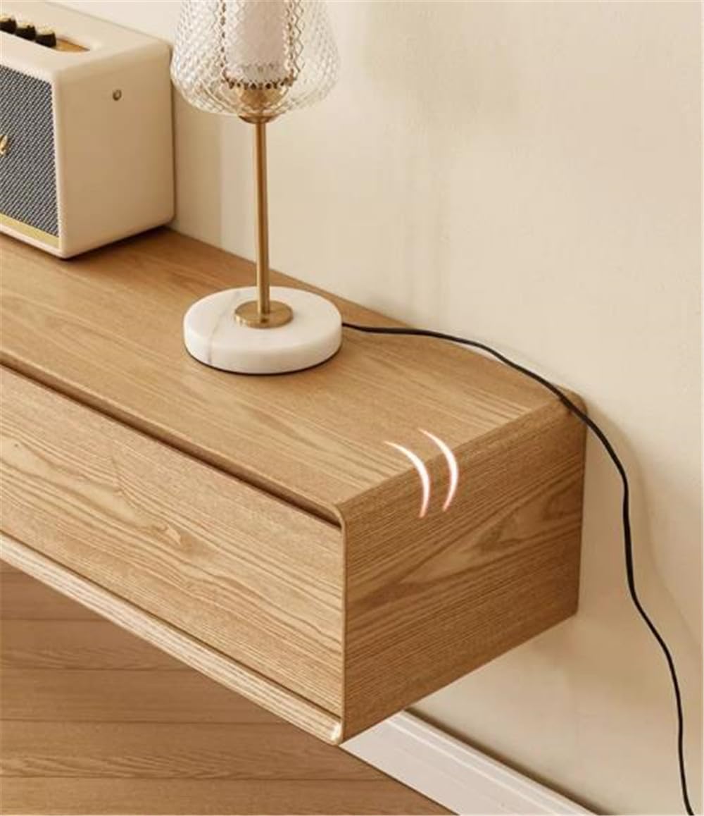 NIUYAO Floating TV Stand Modern Wood Wall Mounted Cable Management Entertainment Center with 2 Drawer 2 Cabinet Media Console Floating Storage Cabinet -Brown 94.5" L x 9.5" W x 8" H NIUYAO