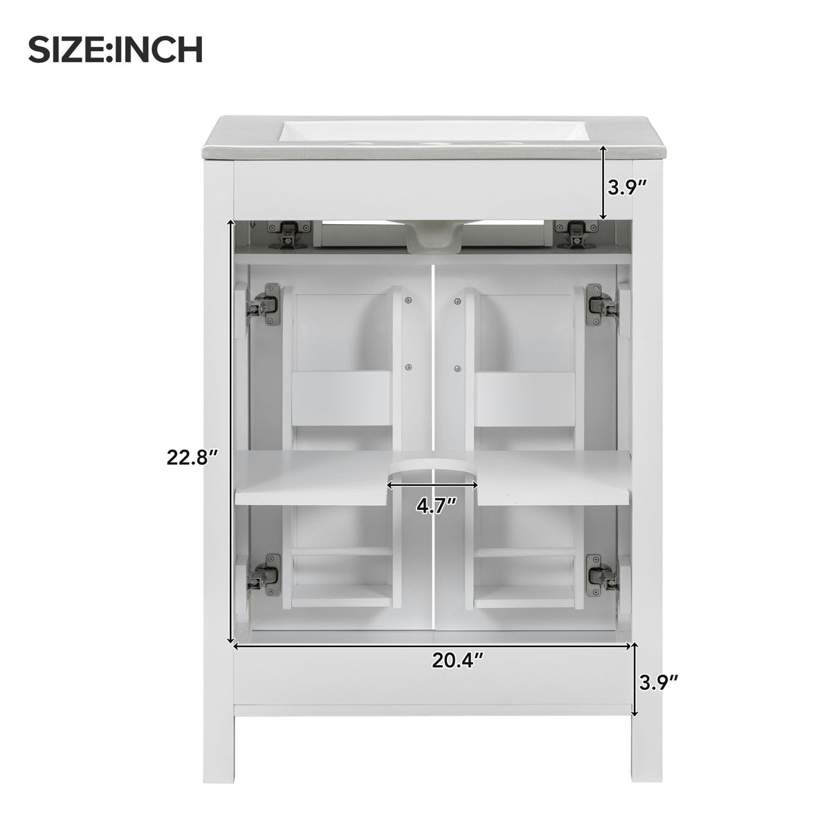LUMISOL 24" Bathroom Vanity with Sink, Single Bathroom Vanity with a Drawer & Soft-Close Doors, Solid Wood Bathroom Cabinet with 2-Tier Racks, Adjustable Shelf, Ceramic Vessel Sink, White 24 in LUMISOL
