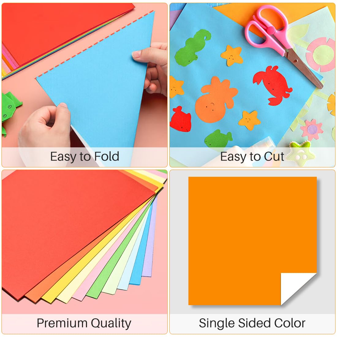 Opret Origami Paper Large, 100 Sheets 9.8x9.8 inch 25x25 cm Origami Paper 50 Vivid Colors Single Sided for Arts and Crafts Projects Opret