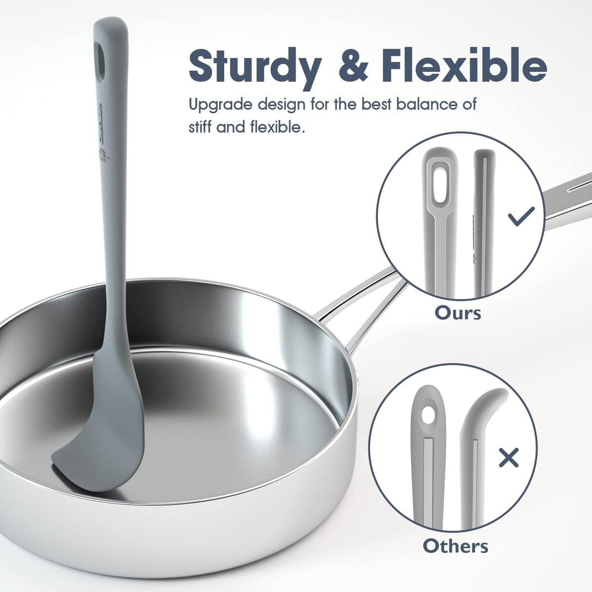 ChefAide 4 Pieces Silicone Spatula Set, Food Grade Rubber Spatula, Upgrade Strong Handle with Ergonomic Grip, Heat Resistant for Nonstick Cookware, Cooking ChefAide