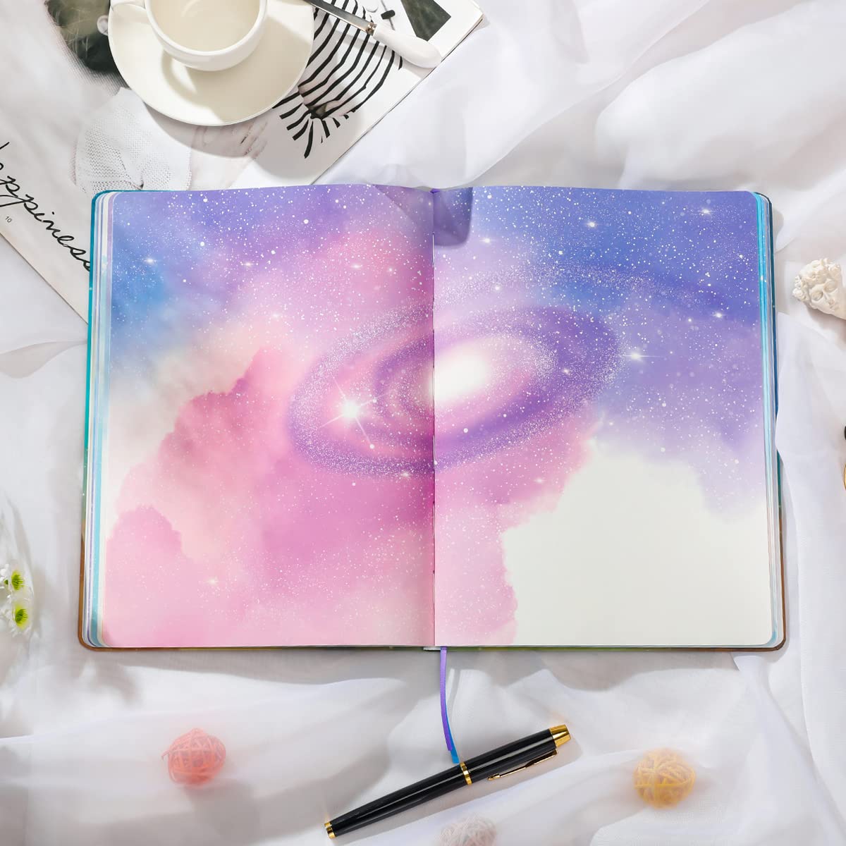 SIIXU Starry Sky Writing Journal for Women, Men, Unique Colorful Blank Notebook for Daily Notes, Gratitude, Dreams or Planning, 7.5” x 10.2", 160 Pages, 2 Bookmarks, Large, Hardcover, Unlined SIIXU