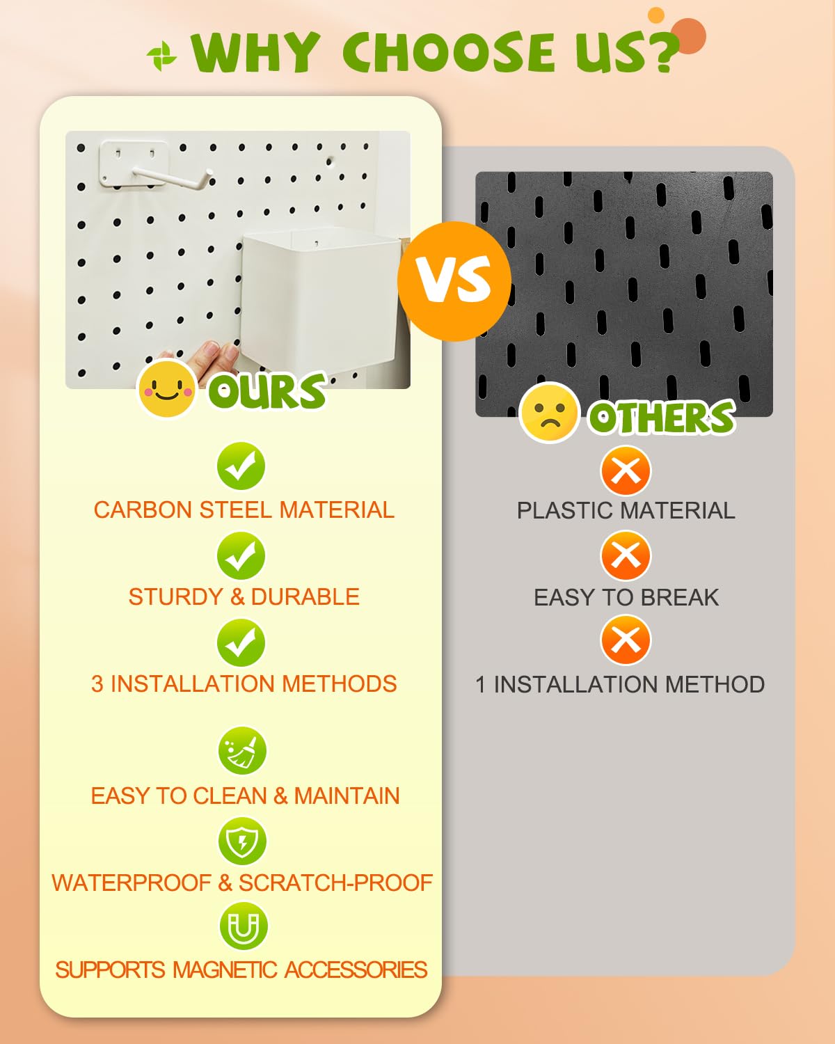 Soubeoii Metal Pegboard Combination Kit — 4 Carbon Steel Pegboards with 26 Accessories, Pegboard Wall Organizer for Home, Office, Study Room, Kitchen, Garage & Craft Room — 24″ × 24″ Pink Peg Board Soubeoii