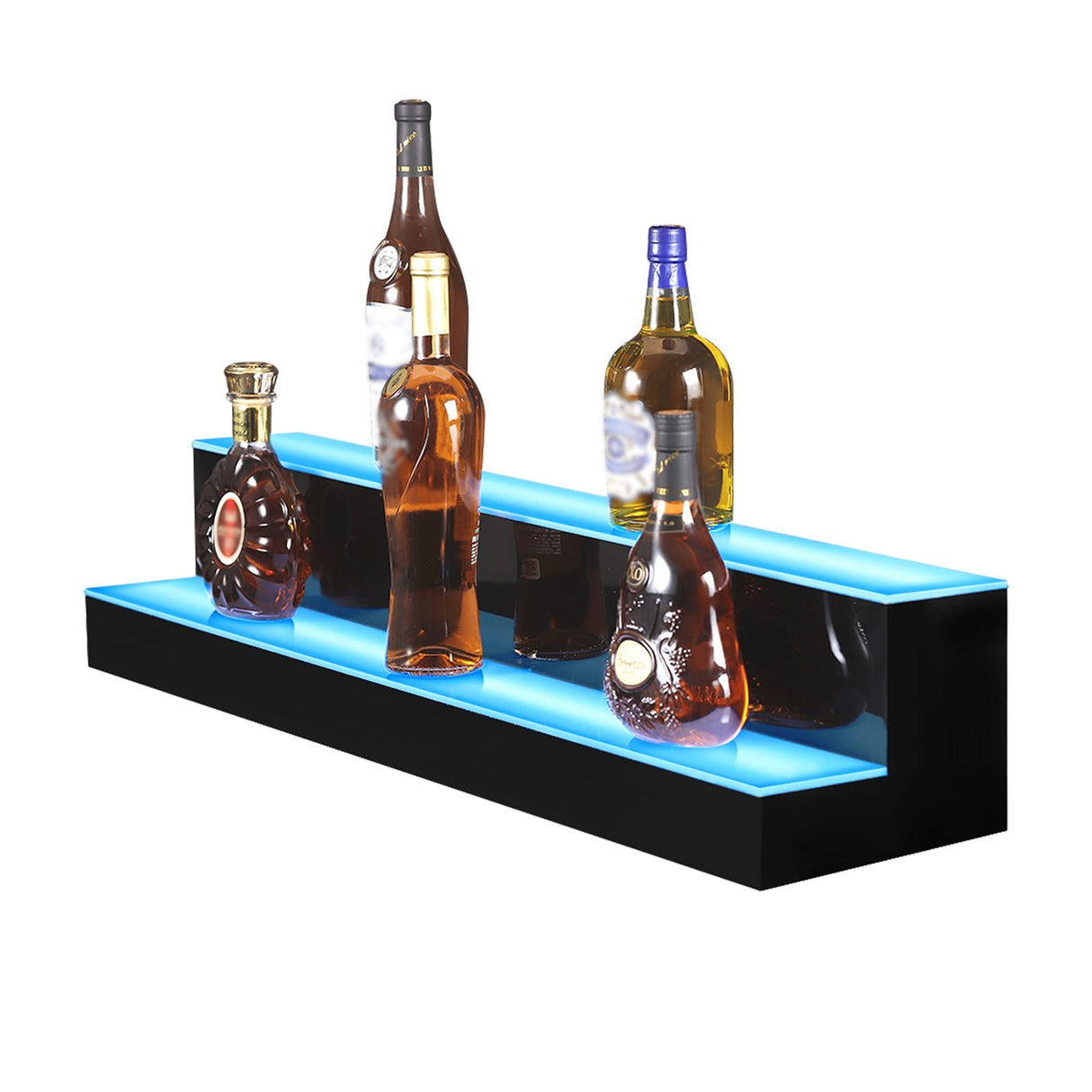 MESAlLUP Acrylic 40 Inch 2 Tier High Light LED Liquor Bottle Display Shelf, Adjustable Colorful Lighting for Home Mini Bars, and Restaurants,Party Use,2 Year Warranty MESAILUP