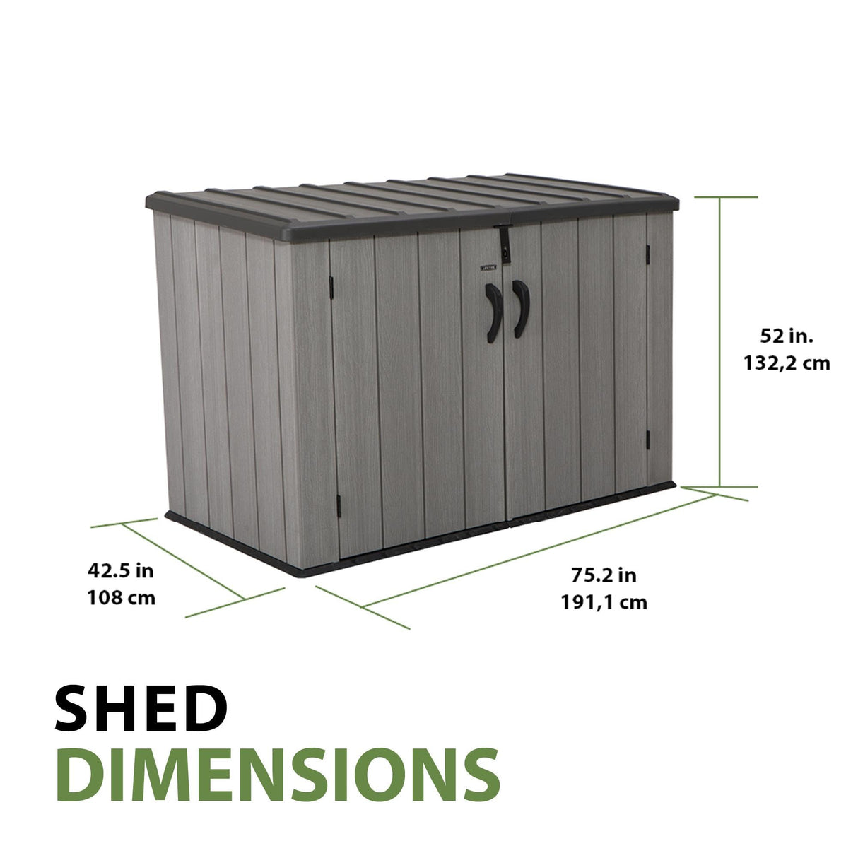 Lifetime Horizontal Outdoor Storage Shed, 75 Cu. Ft. Capacity Lifetime