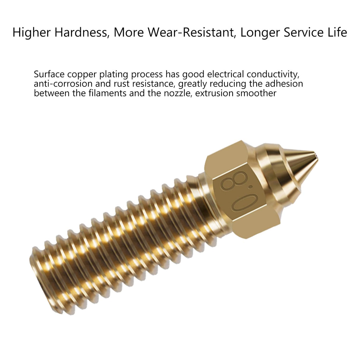 10PCS 3D Printer Extruder Nozzles Kit for K1/K1 Max/Ender 3 V3 KE, Packed High Temperature and Wear Resistance 5PCS 0.4mm, 1PC 0.2mm, 1PC 0.6mm, 1PC 0.8mm, 1PC 1.0mm and 1PC 1.2mm Brass Nozzles CNZTHDY