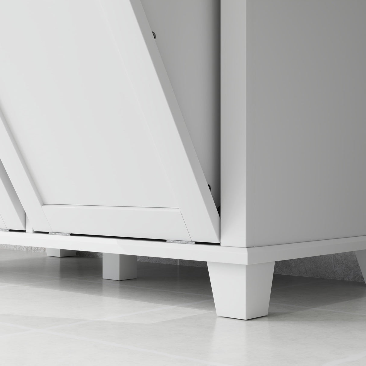 HOMCOM Dual Tilt out Laundry Hamper Cabinet, Bathroom Storage Cabinet with 2-Compartment Hamper, Modern Bathroom Floor Cabinet for Washroom, White HOMCOM