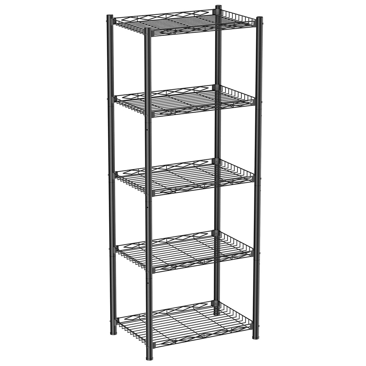 VETALLO Wire Shelving Units,5 Tier Metal Shelves,Storage Rack Small Shelf, Utility Narrow Standing Racks Unit for Kitchen,Garage, Pantry, Laundry,Bathroom,Closet Organizer (16.6" L x 11.8" W x 53" H) VETALLO
