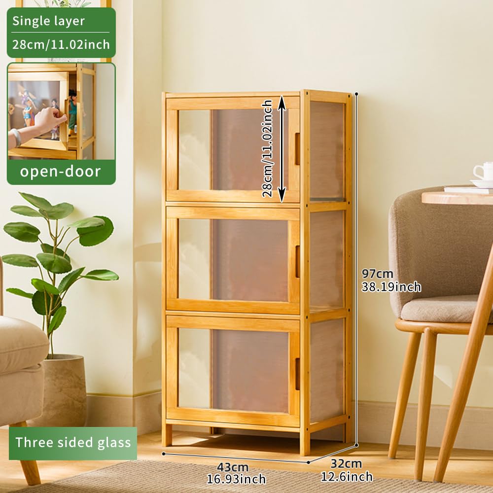 Yimisya Curio Display Cabinet with Acrylic Doors, Collectibles Toy Organizers Rack, Pantry Cabinet, Freestanding Cupboards for Home, Office, Playroom, Living Room, Kitchen Yimisya