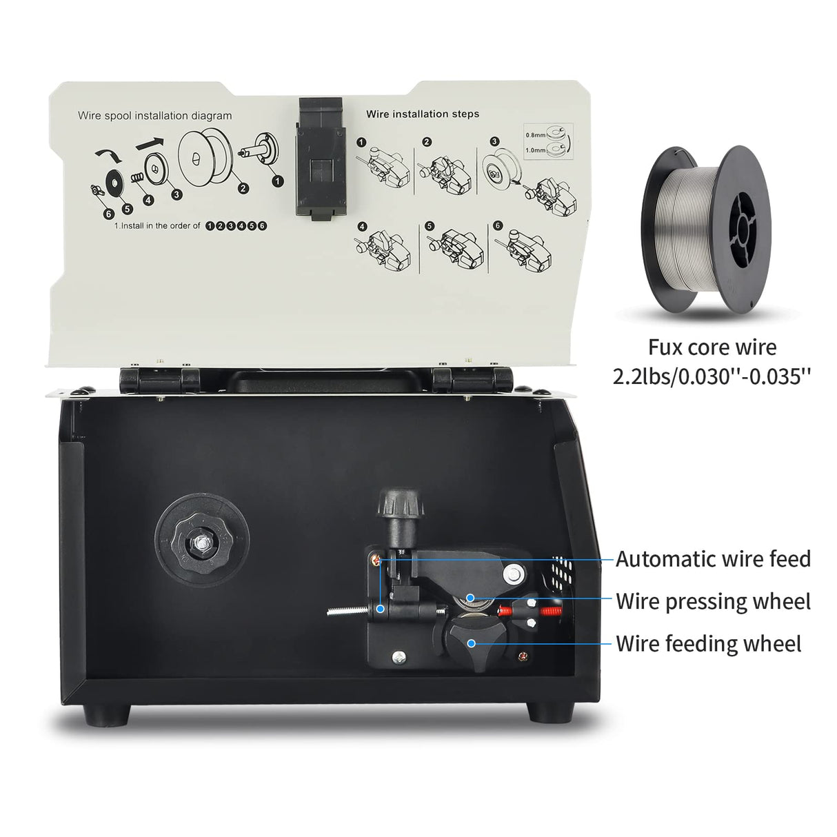 AZZUNO MIG Welder,Flux Core Welder Machine 110V 130Amp, Gasless MIG Welding Machine IGBT Inverter Welder Portable Wire Feed Welder (110V) AZZUNO