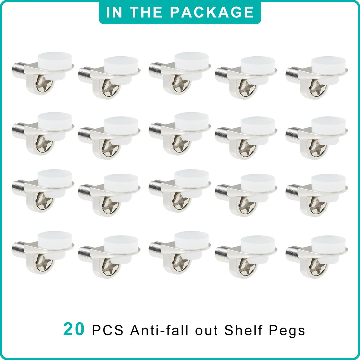 Keenkee 20PCS 1/5 Inch 5mm Metal Shelf Pegs Pins Clips Replacement Kitchen Cabinet Shelves Support Holders for Bookshelf Bookcase Cupboard Adjustable Wood Glass Shelving Hold Nickel keenkee