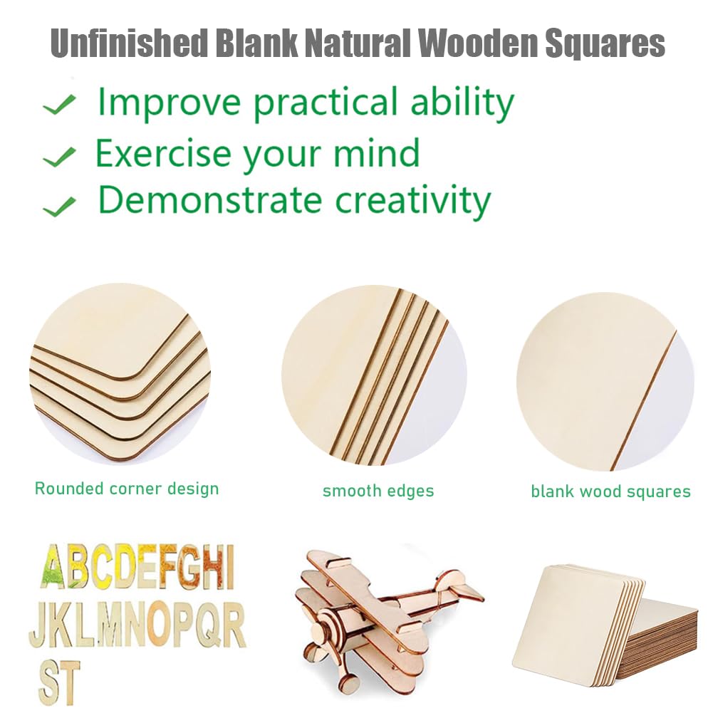 ZQYYQZ 30PCS 4x4 Inch Wood Squares, Unfinished Blank Natural Square Wood Pieces Wooden Cutouts for DIY Crafts Painting, Scrabble Tiles, Coasters, Home Decoration ZQYYQZ