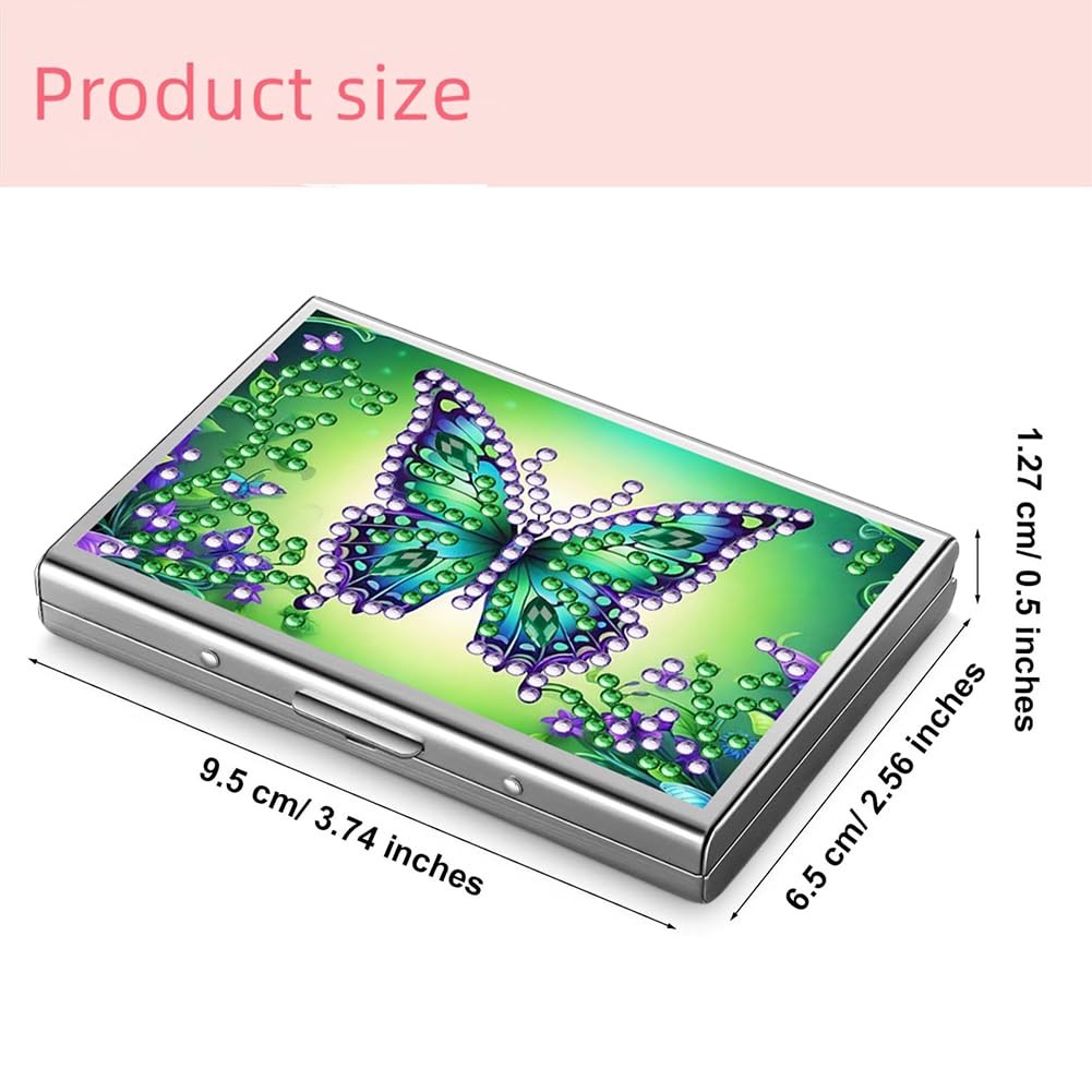 POETRYDRAW Diamond Art Painting Credit cards Holder – Butterfly Rhinestone Stainless Steel Wallet & Coins Purse for Adults, Beginners Art Craft Kit POETRYDRAW
