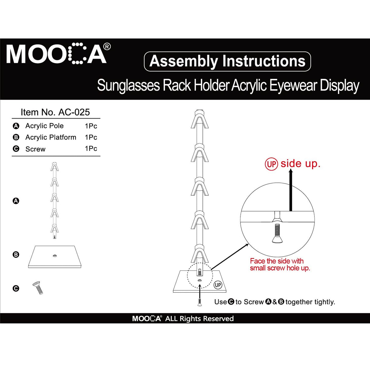 MOOCA 2 Pcs Set Premium Acrylic Sunglass Organizer, Glasses Holder, Sunglass Holder, Glasses Stand, Eye Glass Holder, 5 Frames for Each MOOCA