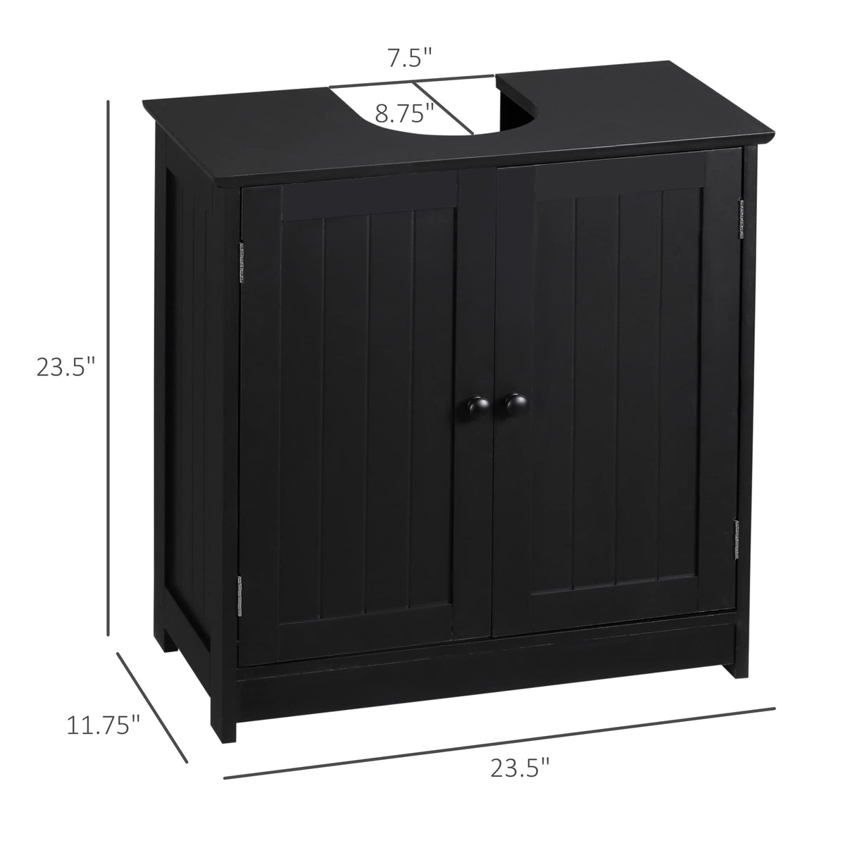 HOMCOM Under Sink Bathroom Cabinet with 2 Doors and Shelf, Pedestal Sink Bathroom Vanity Cabinet, Black HOMCOM