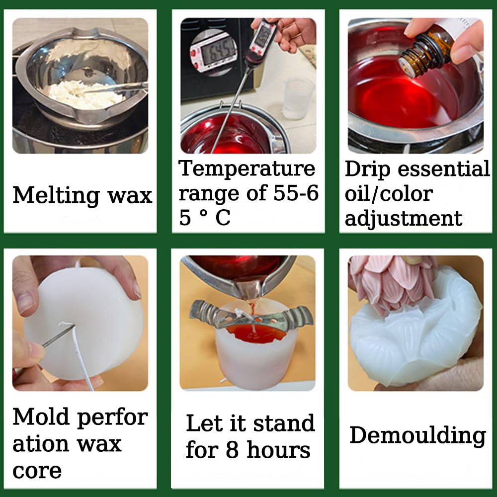 3D Lotus Candle Molds for Candle Making Supplies Flower Silicone Mold for Scented Candles Soap Making DIY Plaster Aromatherapy Candles Home Decor Floral Silicone Molds for Resin Epoxy Cement Gypsum RUIYDZ