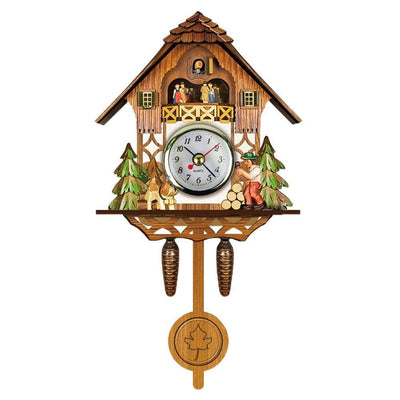 AUNMAS Antique Wooden Cuckoo Clock with Auto Swing Pendulum for Home Decor, Traditional Clock Antique Wooden Pendulum Quartz Wall Clock (CM001)