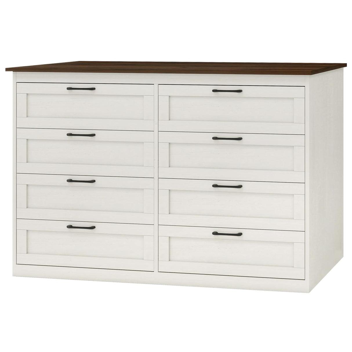 Vikiullf 8 Drawer Dresser - Farmhouse Dresser for Bedroom, Wooden Chest of Drawers, Storage Drawers for Bedroom, Living Room, Hallway, Entryway Organizer, Rust Oak White Vikiullf