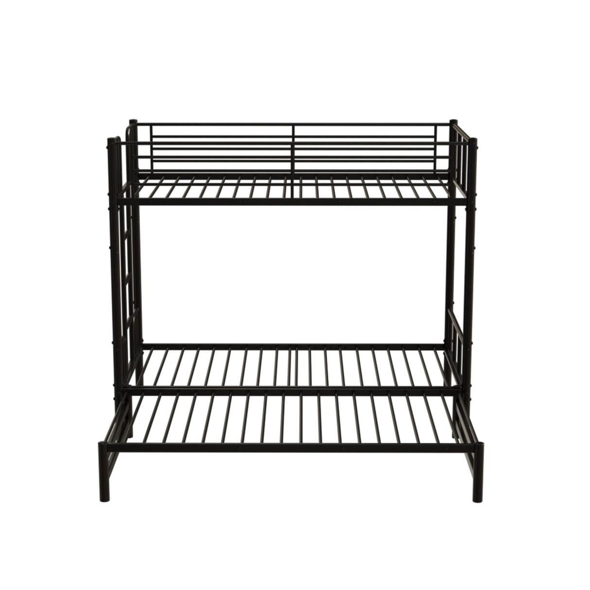 LUMISOL Black Pull-Out Bunk Bed, Metal Bunk Bed Frame with Ladder, Twin Over King LUMISOL