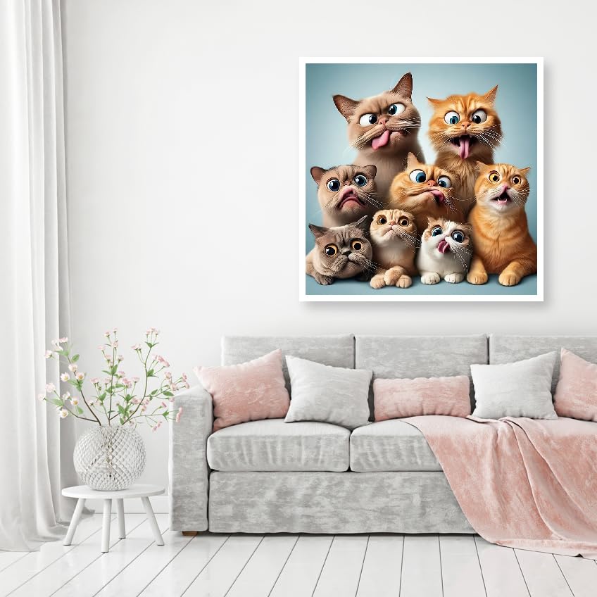 MOMDEDP Cat Diamond Painting Kits for Adults, Cat Diamond Art Kits for Beginners, 5D DIY Animal Diamond Dot Art, Full Drill Gem Craft for Home Decor 12x12 inch MOMDEDP