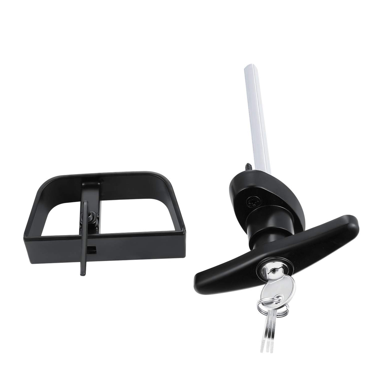 QANVEE Shed Door Latch T-Handle Lock Kit with 4 Keys,Storage Barn Shed Door Hardware Lock Set 4½" and 5½" Stem QANVEE