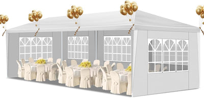 10x30FT Outdoor Canopy Tent for Wedding, Party Event Tent with 5 Removable Sidewalls Heavy-Duty Waterproof Large Gazebo for Birthday Parties, BBQs & Events (1030 FT 5 Sides)
