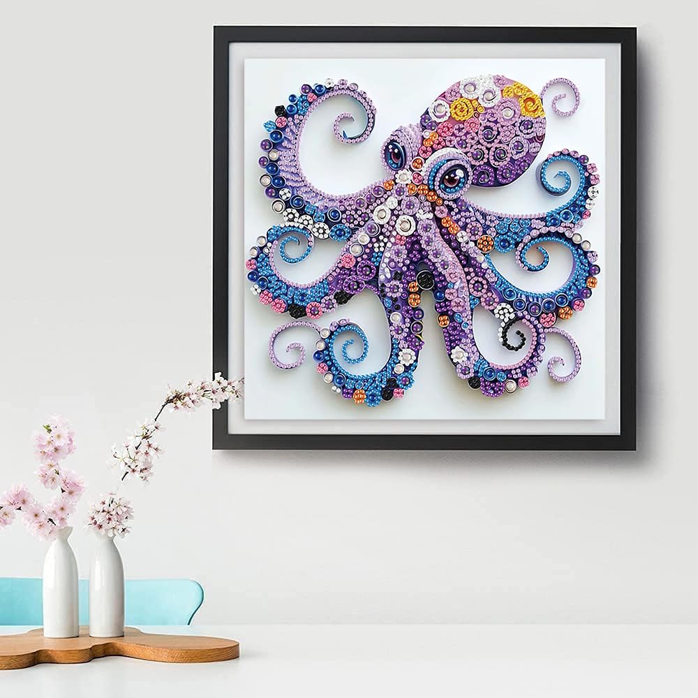 3 Pack Marine Animal Special Shape Diamond Art Kits for Adults,5D Diamond Painting Kits for Beginner, DIY Diamond Crystal Rhinestones Painting Kits for Home Wall Decor Gift 12 X 12inch Kaixine