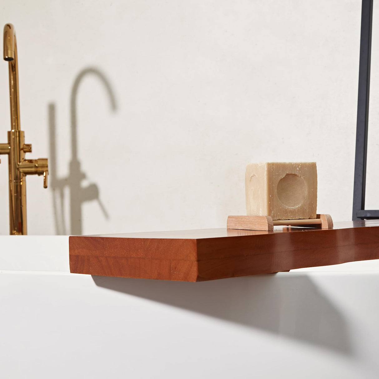 Nature Teak Wood Bath Caddy,Teak Wood Bath Caddy,Bath Caddy Rack,Bath Accessories,Bathroom Accessories, Dark Wood Bathtub Tray, Teak Wood Shower Shelf (Wood) WoodArtSupply