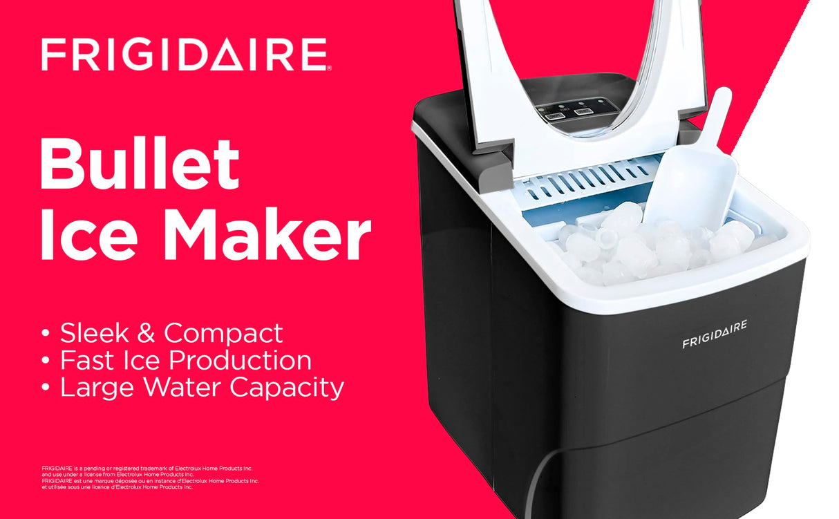 Frigidaire, 26 Lbs Portable Compact Icemaker, Ice Making Machine, Black, White, Medium Frigidaire