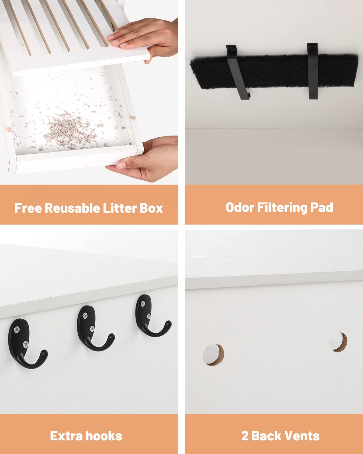 Maksone Hidden Cat Litter Box Furniture, Extra-Large Litter Box Enclosure with Cat Scratcher&Deodorization, 31.5 x 18.5 x 24.4 Inches for Large Cat Maksone