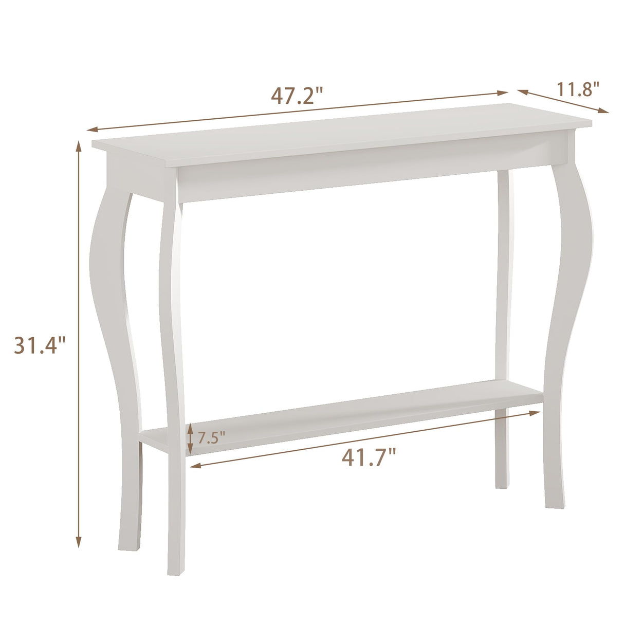 ChooChoo 47 Inch Narrow Console Table, Chic Accent Sofa Table, Entryway Table, White ChooChoo