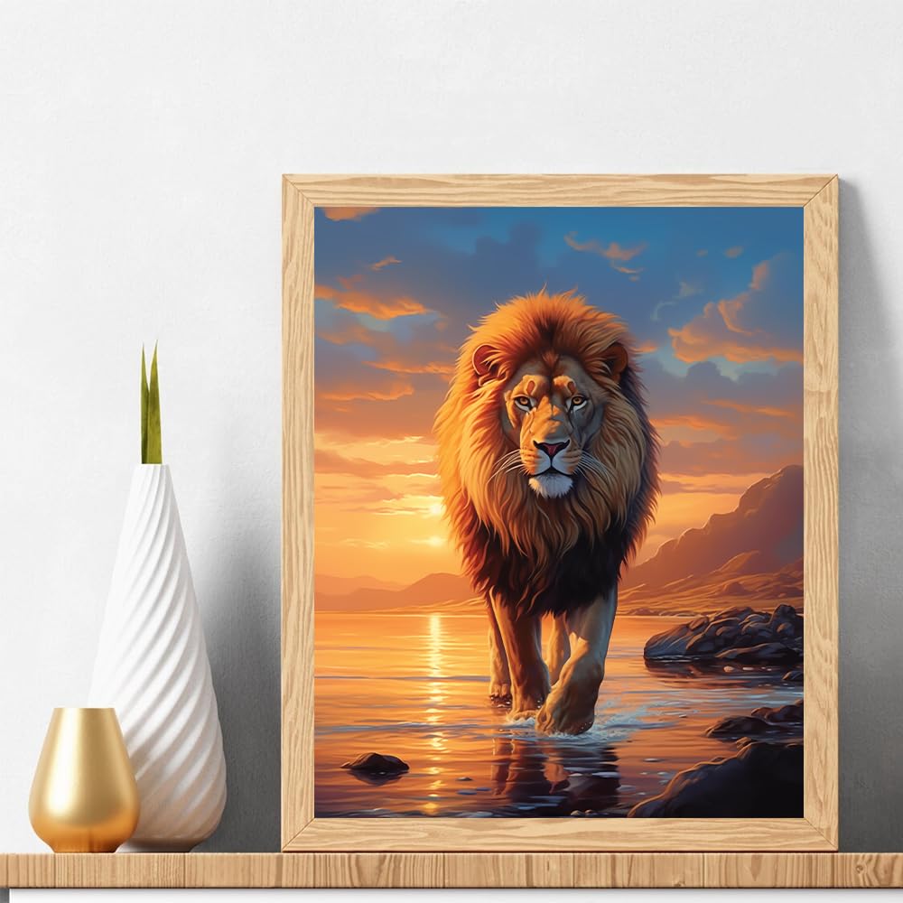 Natuyalo Paint by Numbers for Adults - DIY Adult Paint by Number Kits Painting on Canvas Lion Painting by Numbers for Beginners, Animal Art Craft Kits for Adults (16x20 Inch) Natuyalo