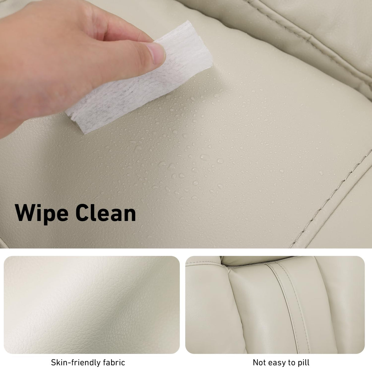 EONIX Triple Motor Lay Flat Power Lift Recliner Chair for Elderly with Adjustable Headrest, 400lbs Electirc Lift Chair for Living Room, Lumbar Pillow, Extended Footrest, Cream White EONIX